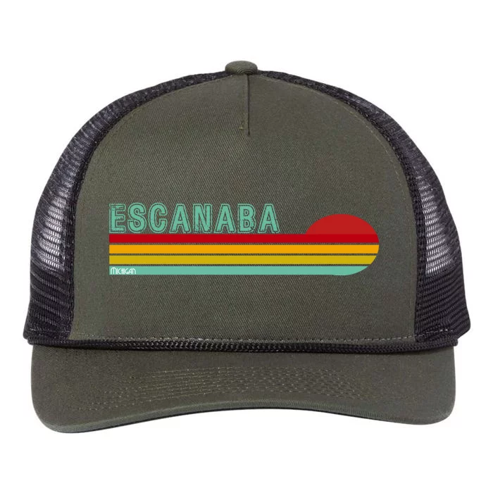 Escanaba Michigan Retro Rope Trucker Hat Cap