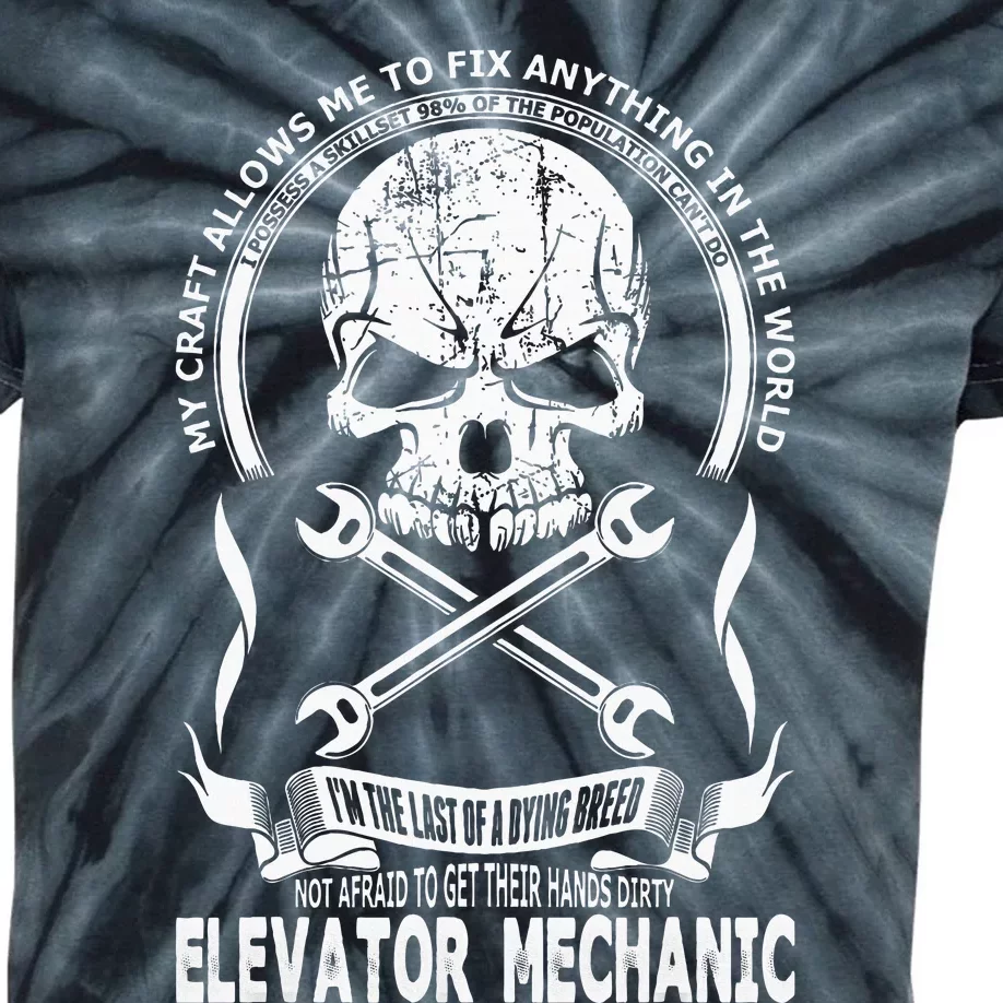 Elevator Mechanic Kids Tie-Dye T-Shirt