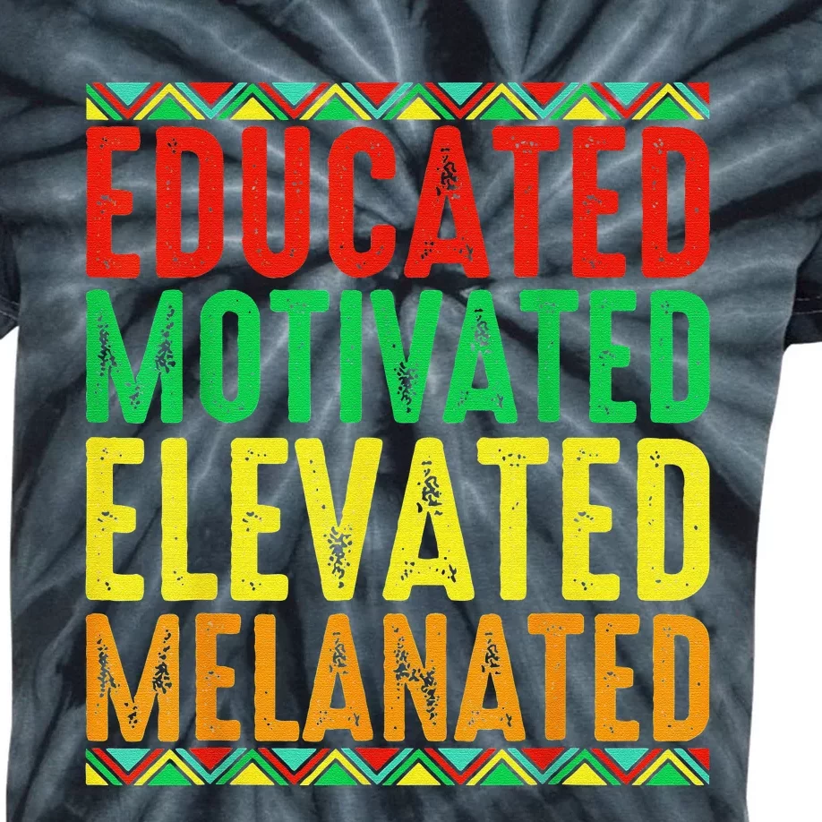 Educated Motivated Elevated Melanated Black History Month Kids Tie-Dye T-Shirt