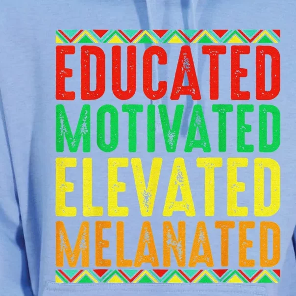 Educated Motivated Elevated Melanated Black History Month Unisex Surf Hoodie