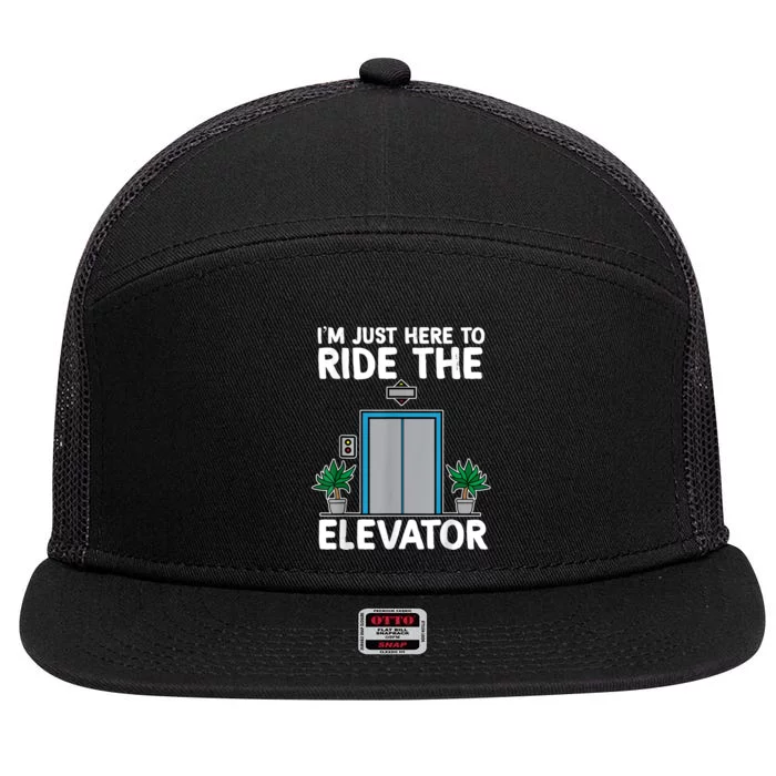 Elevator Mechanic Engineer Funny Elevators Lovers Take Ride 7 Panel Mesh Trucker Snapback Hat