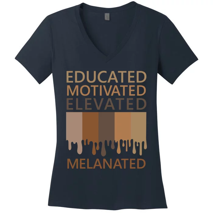 Educated Motivated Elevated Melanated Women's V-Neck T-Shirt