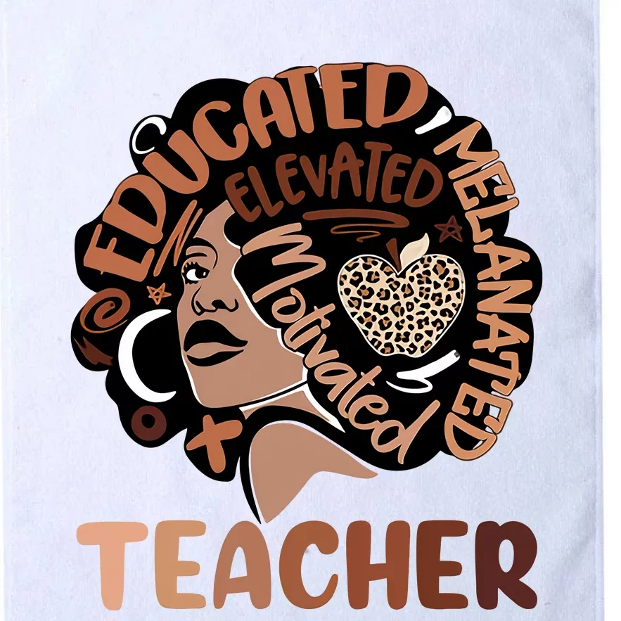 Educated Melanated Elevated Motivated Teacher Black History Month Platinum Collection Golf Towel