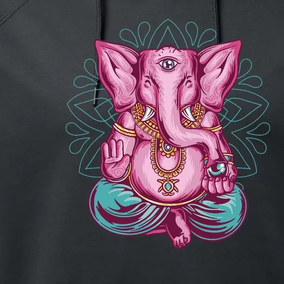 Elephant Meditating Performance Fleece Hoodie