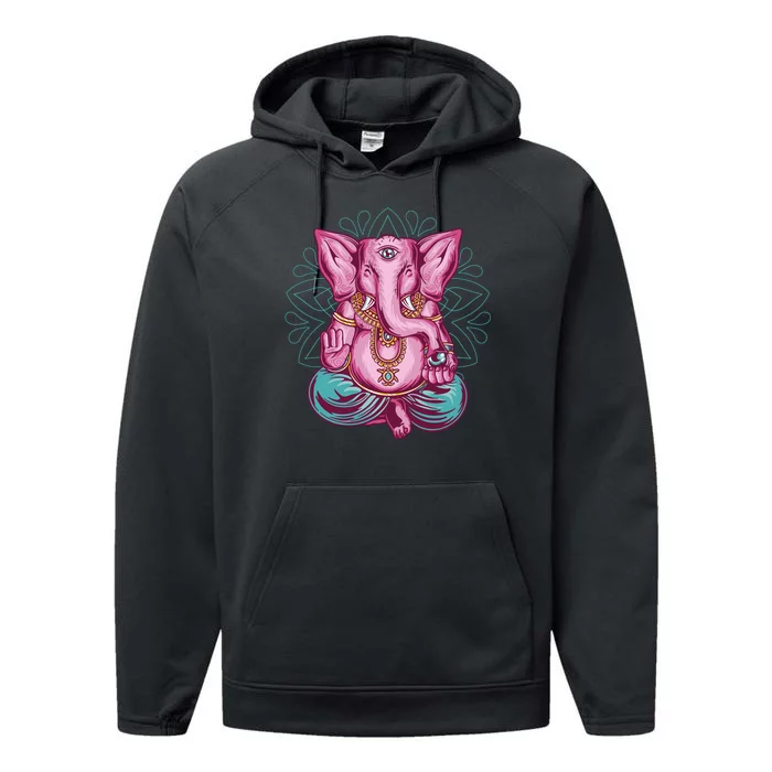 Elephant Meditating Performance Fleece Hoodie