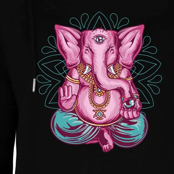 Elephant Meditating Womens Funnel Neck Pullover Hood