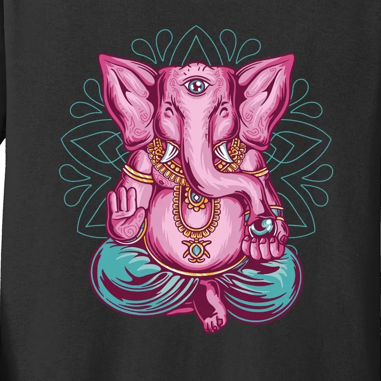 Elephant Meditating Kids Long Sleeve Shirt