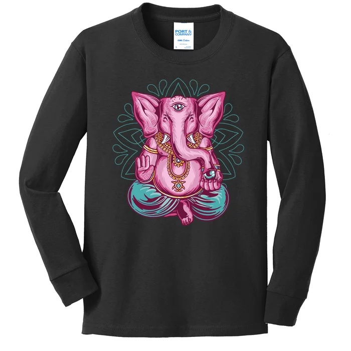 Elephant Meditating Kids Long Sleeve Shirt