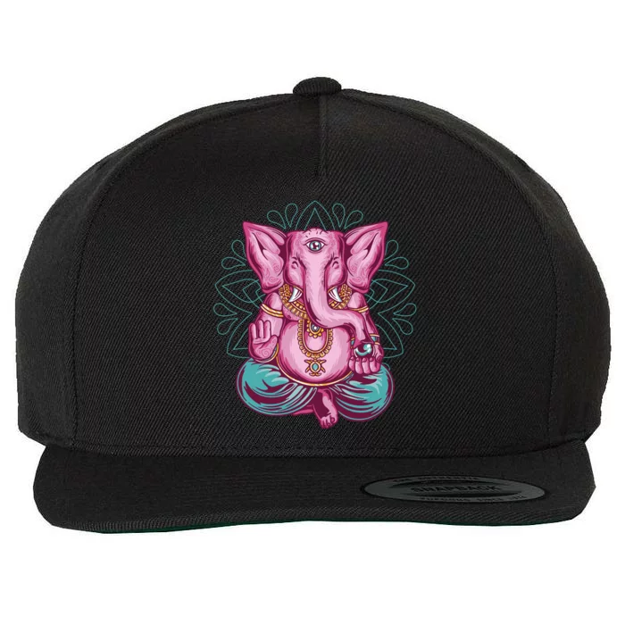 Elephant Meditating Wool Snapback Cap