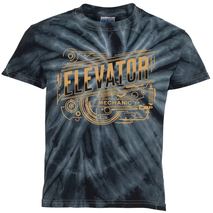 Elevator Mechanic Kids Tie-Dye T-Shirt