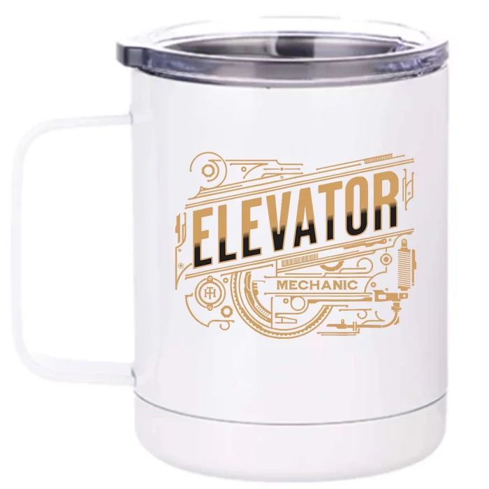 Elevator Mechanic Front & Back 12oz Stainless Steel Tumbler Cup