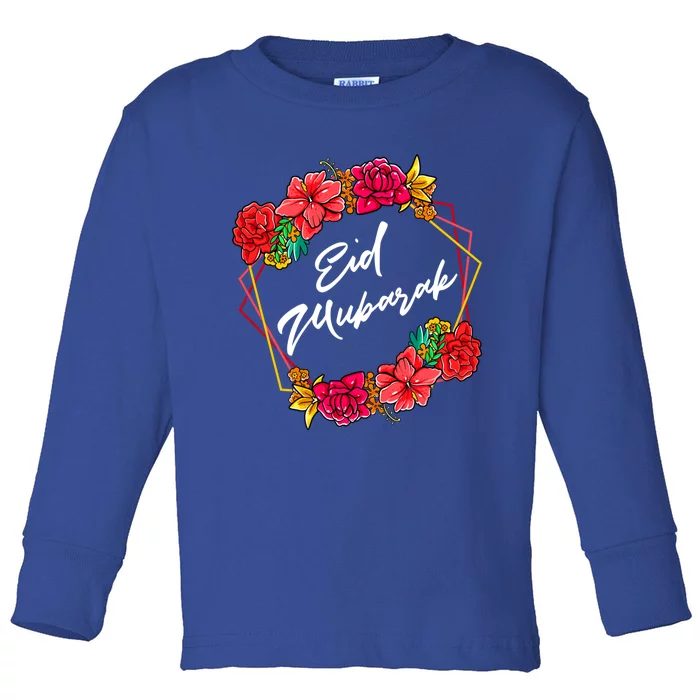 Eid Mubarak Floral Islamic For Muslim Gift Toddler Long Sleeve Shirt