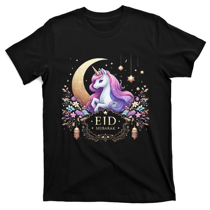 Eid Mubarak For K.Ids Mom Girl Eid Mubarak Unicorn Cute Gift T-Shirt