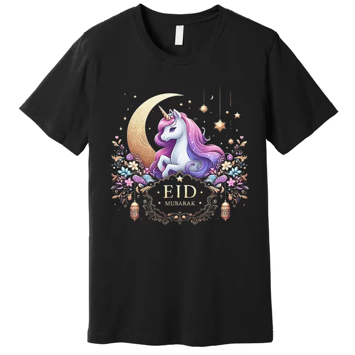 Eid Mubarak For K.Ids Mom Girl Eid Mubarak Unicorn Cute Gift Premium T-Shirt