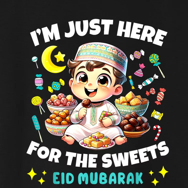 Eid Mubarak Funny Happy Eid Al Fitr Eid Al Adha Sweets Women's Crop Top Tee