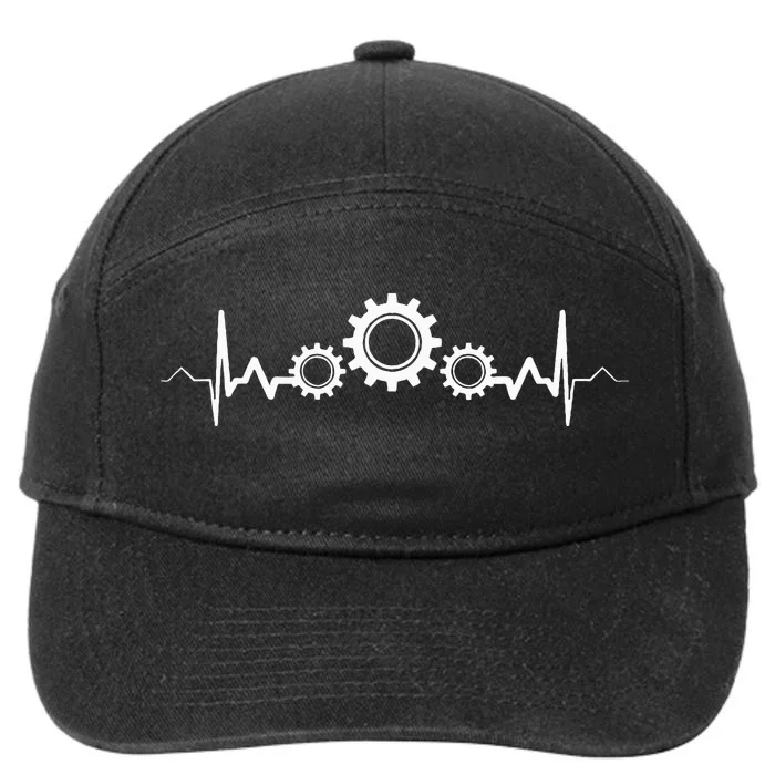 Engineer Mechanic Gear Heartbeat Engineering Funny Gift 7-Panel Snapback Hat