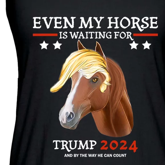 Even My Horse Is Waiting For Trump 2024, Trump Fans Ladies Essential Flowy Tank