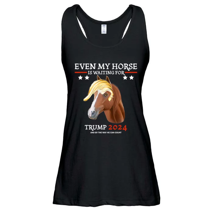 Even My Horse Is Waiting For Trump 2024, Trump Fans Ladies Essential Flowy Tank