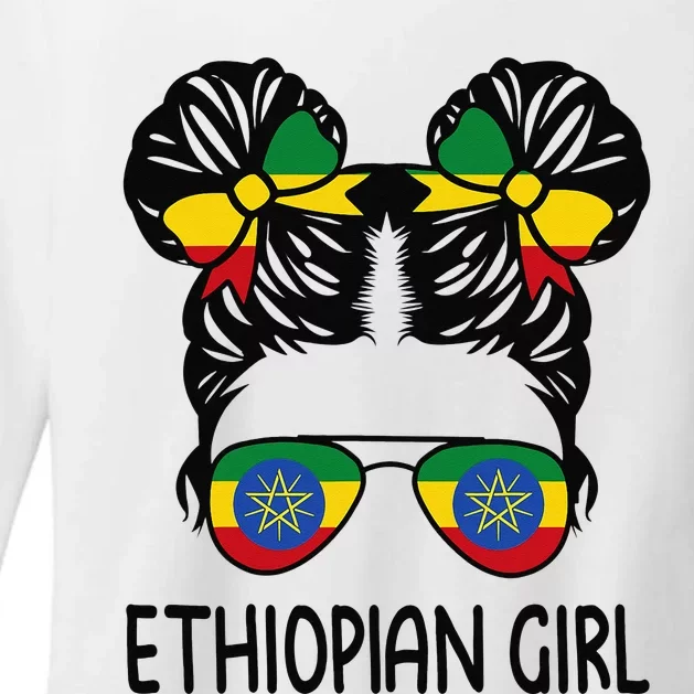 Ethiopian Messy Hair Ethiopia Pride Patriotic Womens CVC Long Sleeve Shirt