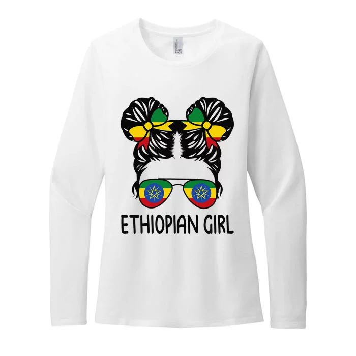 Ethiopian Messy Hair Ethiopia Pride Patriotic Womens CVC Long Sleeve Shirt