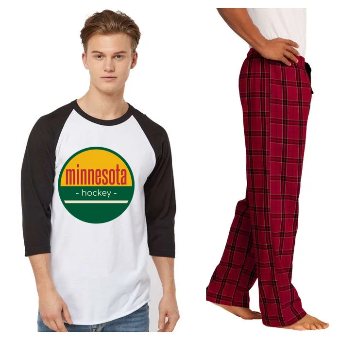 Emblem Minnesota Hockey Retro Vintage Mn Gift Minnesota Hockey Raglan Sleeve Pajama Set