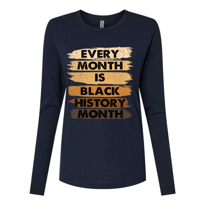 Every Month Is Black History Month BLM Melanin African Pride Womens Cotton Relaxed Long Sleeve T-Shirt