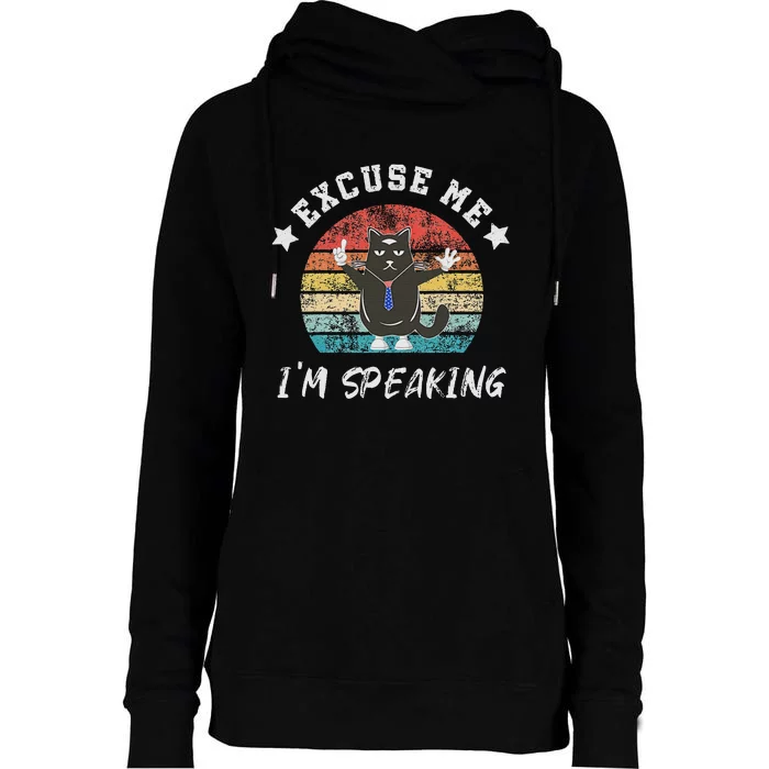 Excuse Me IM Speaking Funny Childless Cat Lady Kamala Womens Funnel Neck Pullover Hood