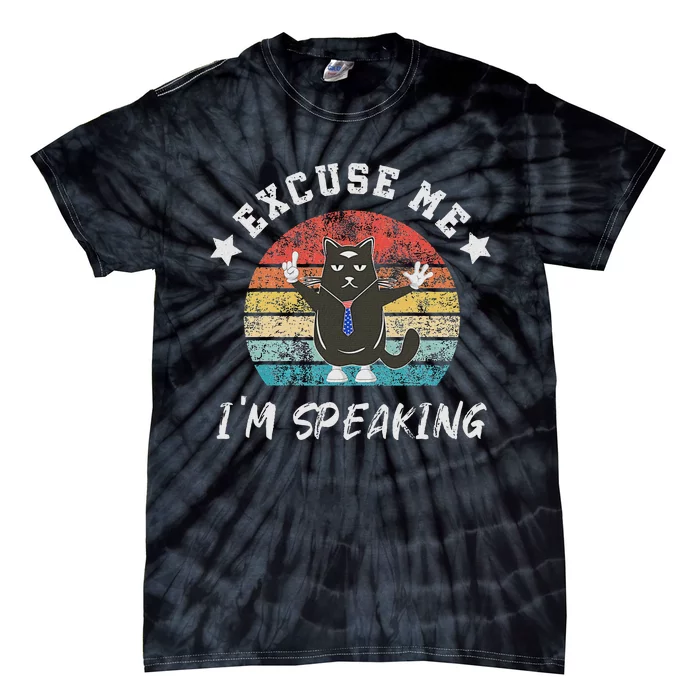 Excuse Me IM Speaking Funny Childless Cat Lady Kamala Tie-Dye T-Shirt