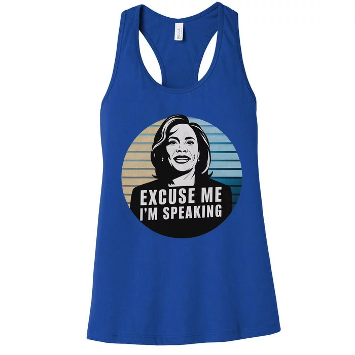 Excuse Me IM Speaking Kamala Vintage Funny Women's Racerback Tank