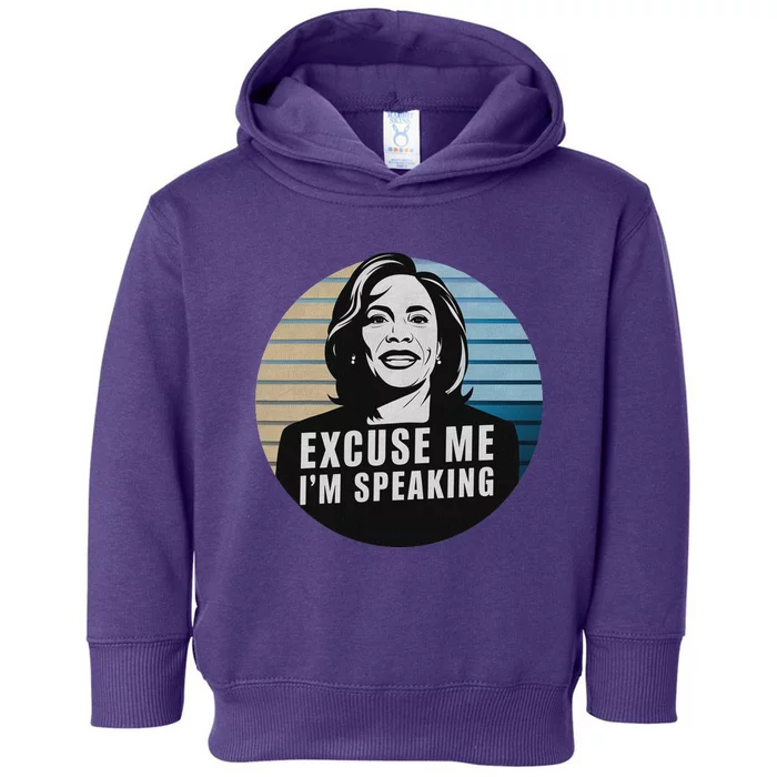 Excuse Me IM Speaking Kamala Vintage Funny Toddler Hoodie