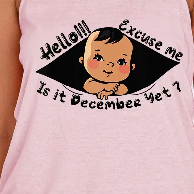 Excuse Me Is It December Yet Pregnancy Pregnant Mom To Be Women's Knotted Racerback Tank