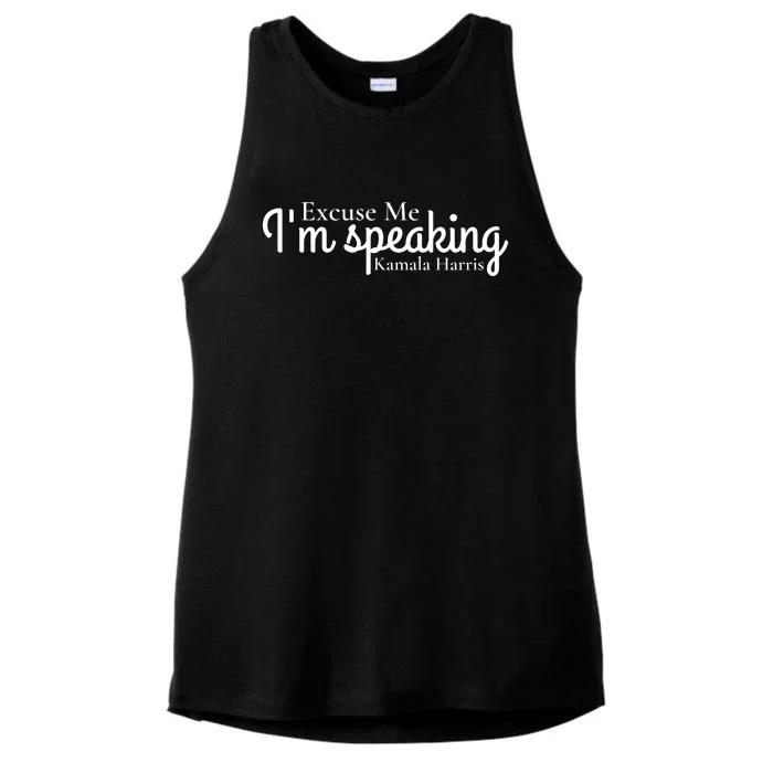 Excuse Me IM Speaking Kamala Harris Ladies Tri-Blend Wicking Tank