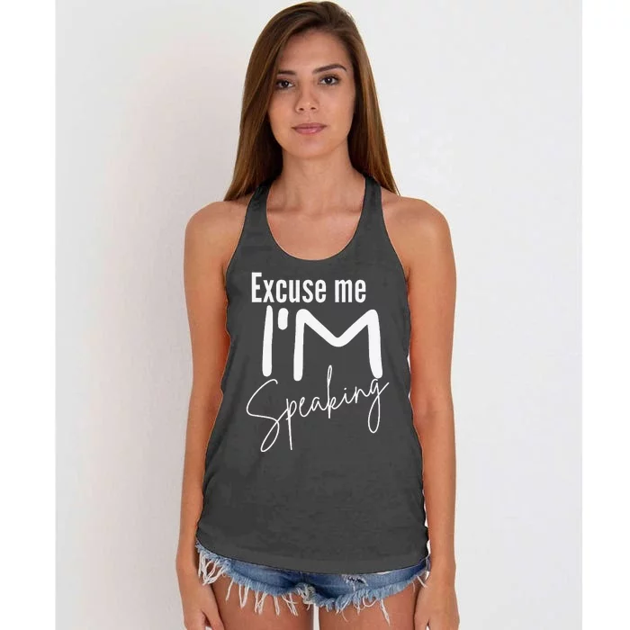 Excuse Me IM Speaking Funny Saying Excuse Me IM Speaking Women's Knotted Racerback Tank