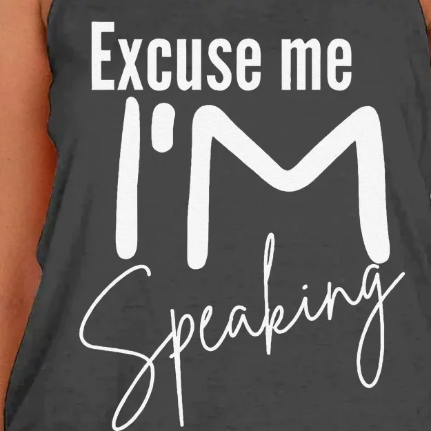 Excuse Me IM Speaking Funny Saying Excuse Me IM Speaking Women's Knotted Racerback Tank