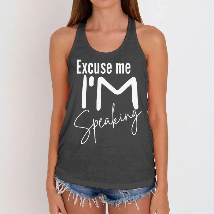 Excuse Me IM Speaking Funny Saying Excuse Me IM Speaking Women's Knotted Racerback Tank