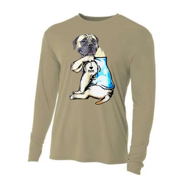 English Mastiff I Love Mom Funny English Mastiff Tattooed Cooling Performance Long Sleeve Crew