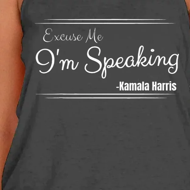 Excuse Me IM Speaking Funny Kamala Harris Joe Biden Trump Women's Knotted Racerback Tank