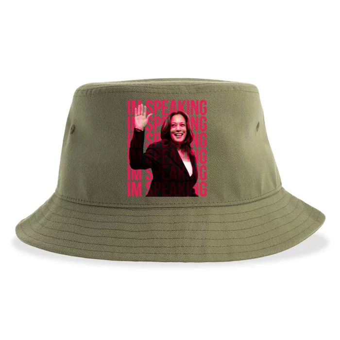 Excuse Me IM Speaking Kamala Harris Sustainable Bucket Hat