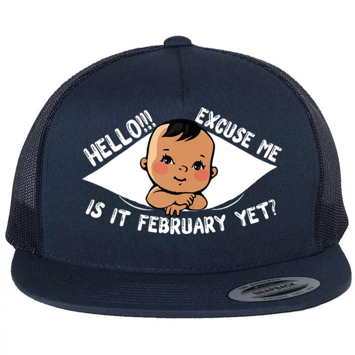 Excuse Me Is It February Yet Pregnancy Pregnant Mom To Be Flat Bill Trucker Hat