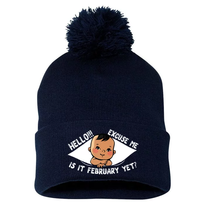 Excuse Me Is It February Yet Pregnancy Pregnant Mom To Be Pom Pom 12in Knit Beanie