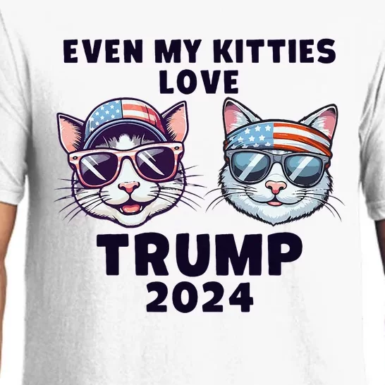 Even My Kitties Love Trump 2024 Funny American Flag Cats Pajama Set