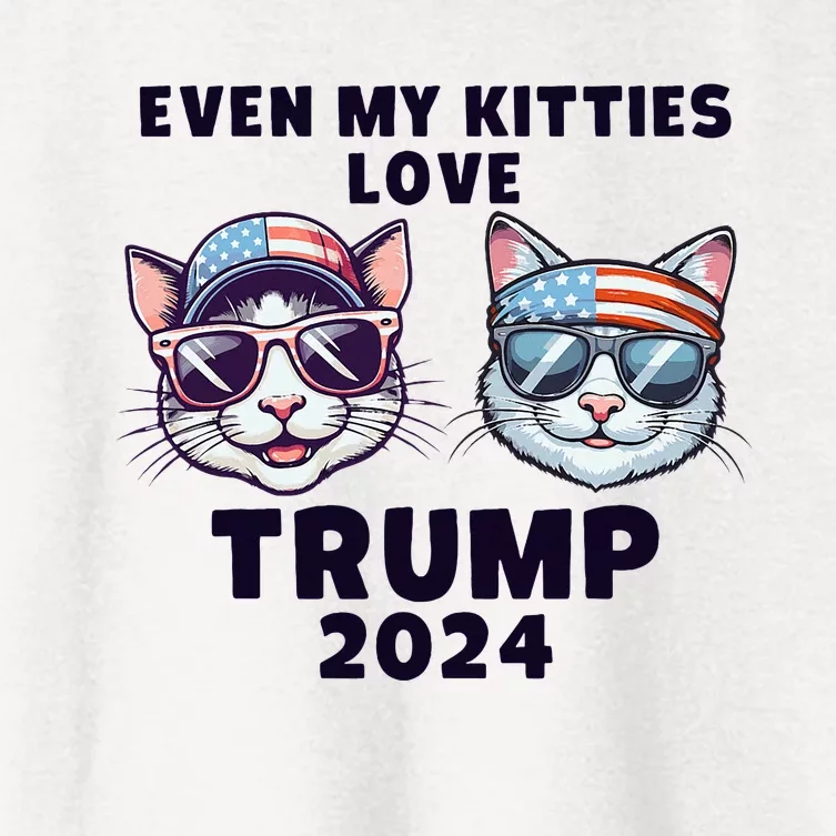 Even My Kitties Love Trump 2024 Funny American Flag Cats Women's Crop Top Tee