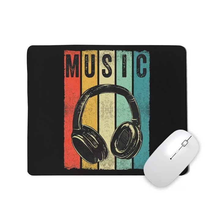 Electronic Music Lover DJ Gift Vintage Retro Headphones Mousepad