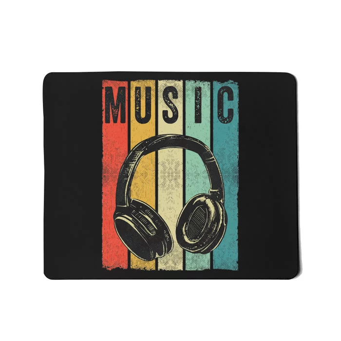 Electronic Music Lover DJ Gift Vintage Retro Headphones Mousepad