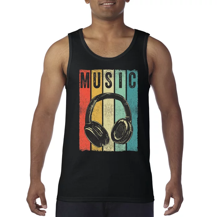 Electronic Music Lover DJ Gift Vintage Retro Headphones Tank Top