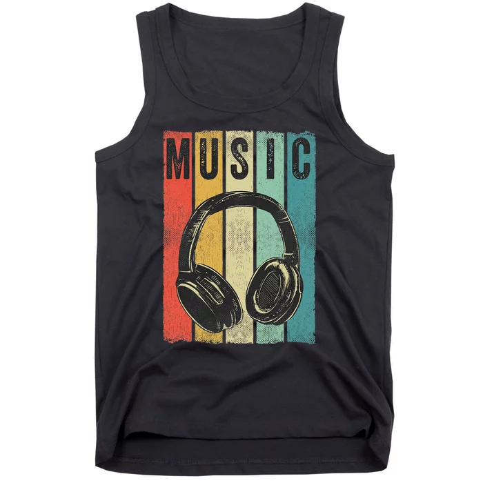 Electronic Music Lover DJ Gift Vintage Retro Headphones Tank Top