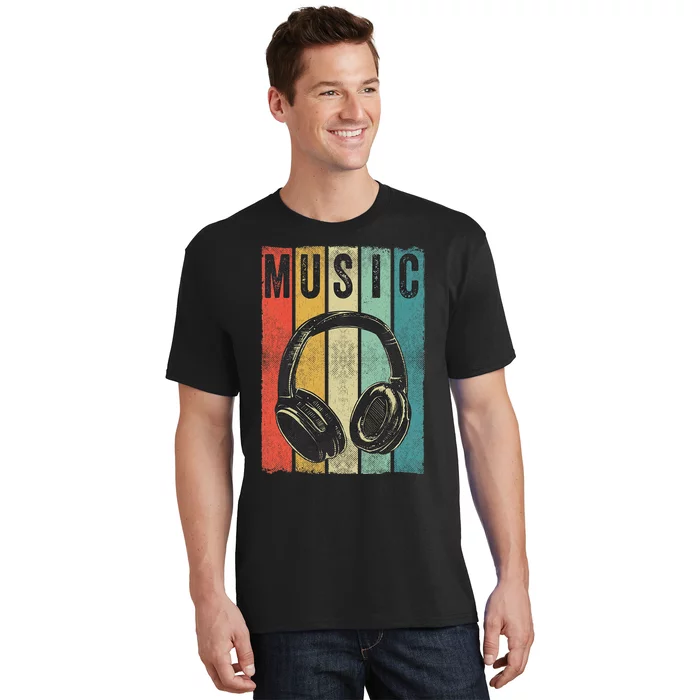 Electronic Music Lover Dj Gift Vintage Retro Headphones T-Shirt