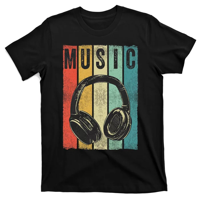 Electronic Music Lover Dj Gift Vintage Retro Headphones T-Shirt