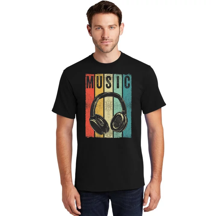 Electronic Music Lover Dj Gift Vintage Retro Headphones Tall T-Shirt