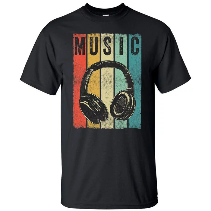 Electronic Music Lover Dj Gift Vintage Retro Headphones Tall T-Shirt